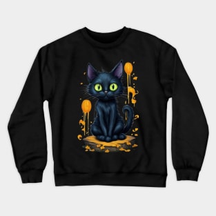 Spooky black cat in haloween Crewneck Sweatshirt